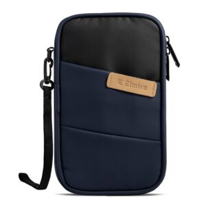 ELMIRA Passport Holder for Family, Men, and Women - Travel Organizer Passports Cover for 4, Compartment for Boarding Pass, Bank & SIM Cards, Mobile, Key, Pen Etc (Blue-Black)