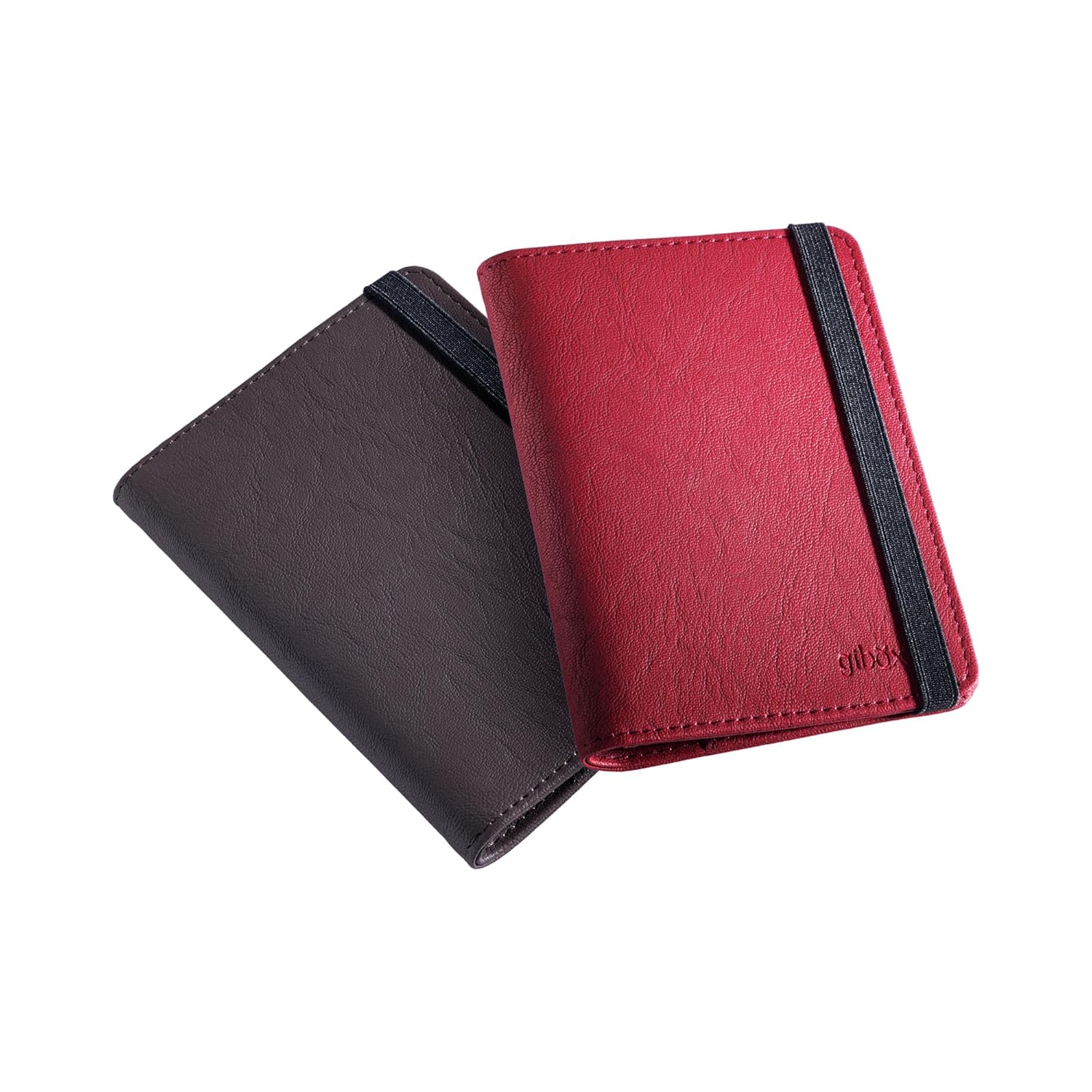 GIBOX Flycatcher Passport Cover (Set of 2) Red and Brown| GIBOX Flycatcher Passport Cover (Set of 2) Red and Brown| PU Leather Case for Men and Women | Unisex Passport Wallet RFID Blocking | Travel Document Holder Pouch with Card Slots