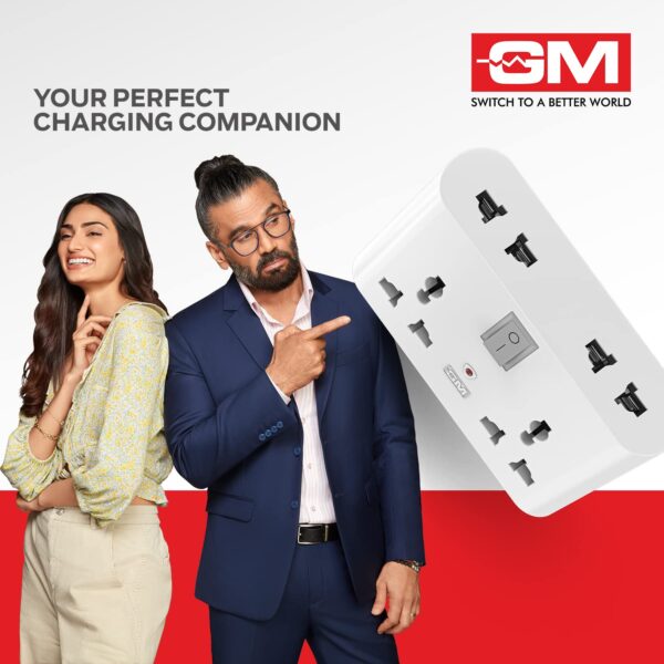 GM 3019 3 Pin Universal Multi Plug Travel Adaptor with 6 AMP for Home Applications Computers Laptops