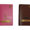 Gift dedo Leather Passport Cover | Cover Holder for Men & Women | Customised Passport Holder for Gift | Travel Wallet Organiser | Document Holder (Pink and Brown)