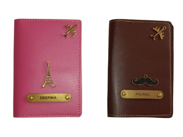 Gift dedo Leather Passport Cover | Cover Holder for Men & Women | Customised Passport Holder for Gift | Travel Wallet Organiser | Document Holder (Pink and Brown)