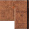 Lampostick Passport Holder Cover Wallet RFID Blocking PU Leather Travel Document Holder, Card Case Travel Accessories for Women Men
