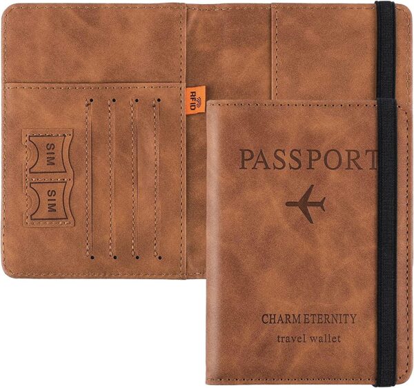 Lampostick Passport Holder Cover Wallet RFID Blocking PU Leather Travel Document Holder, Card Case Travel Accessories for Women Men