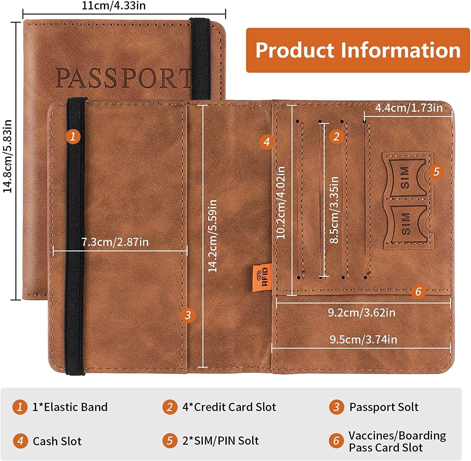 Lampostick Passport Holder Cover Wallet RFID Blocking PU Leather Travel Document Holder Card Case Travel Accessories for Women Men