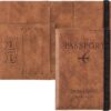 Moxtiza Passport Holder Cover Travel Wallet Organizer, Passport Case with PU Leather Travel Document Holder for Men & Women Travel Accessories (Brown)