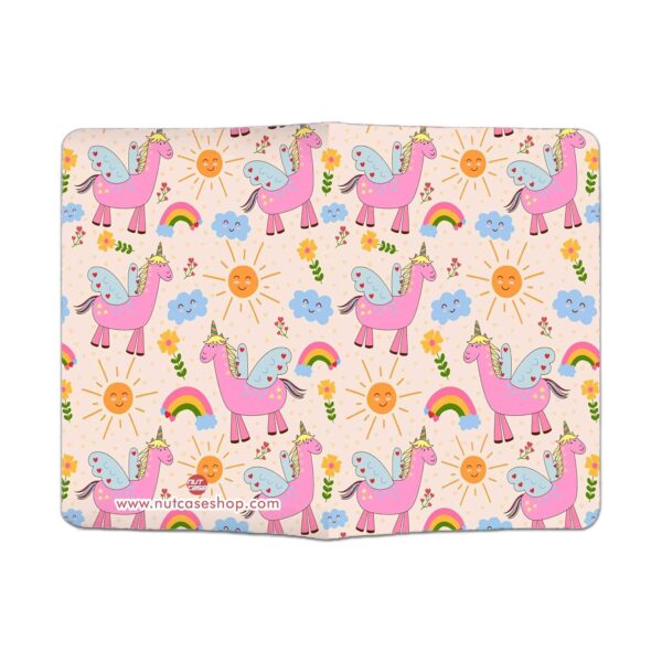 Nutcase Designer Passport Cover Holder Polyfabric PU Leather Rainbow and Unicorn