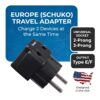 OREI India to Europe Schuko Plug Type EF Europe Plug Adapter 2 in 1 Universal Adapter for Europe Perfect for Laptop Camera Charger CE RoHS 2 Pack Black 5 Years Warranty