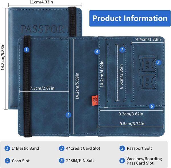 PRYTA Passport Holder Cover Wallet RFID Blocking PU Leather Travel Document Holder Card Case Travel Accessories for Women Men Multi Colour