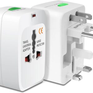 Raxon Innovation Universal Travel Adapter, International All in One Worldwide Travel Adapter with USB Ports with Multi Type Power Outlet USB 2.1A,100-250 Voltage (White Without USB)