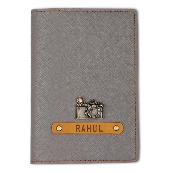 The Junket Personalized Passport Cover for Men and Women | Customized Travel Accessories Organizer | Vegan Leather Passport Cover | Unisex Handcrafted Gift (Ash Grey)