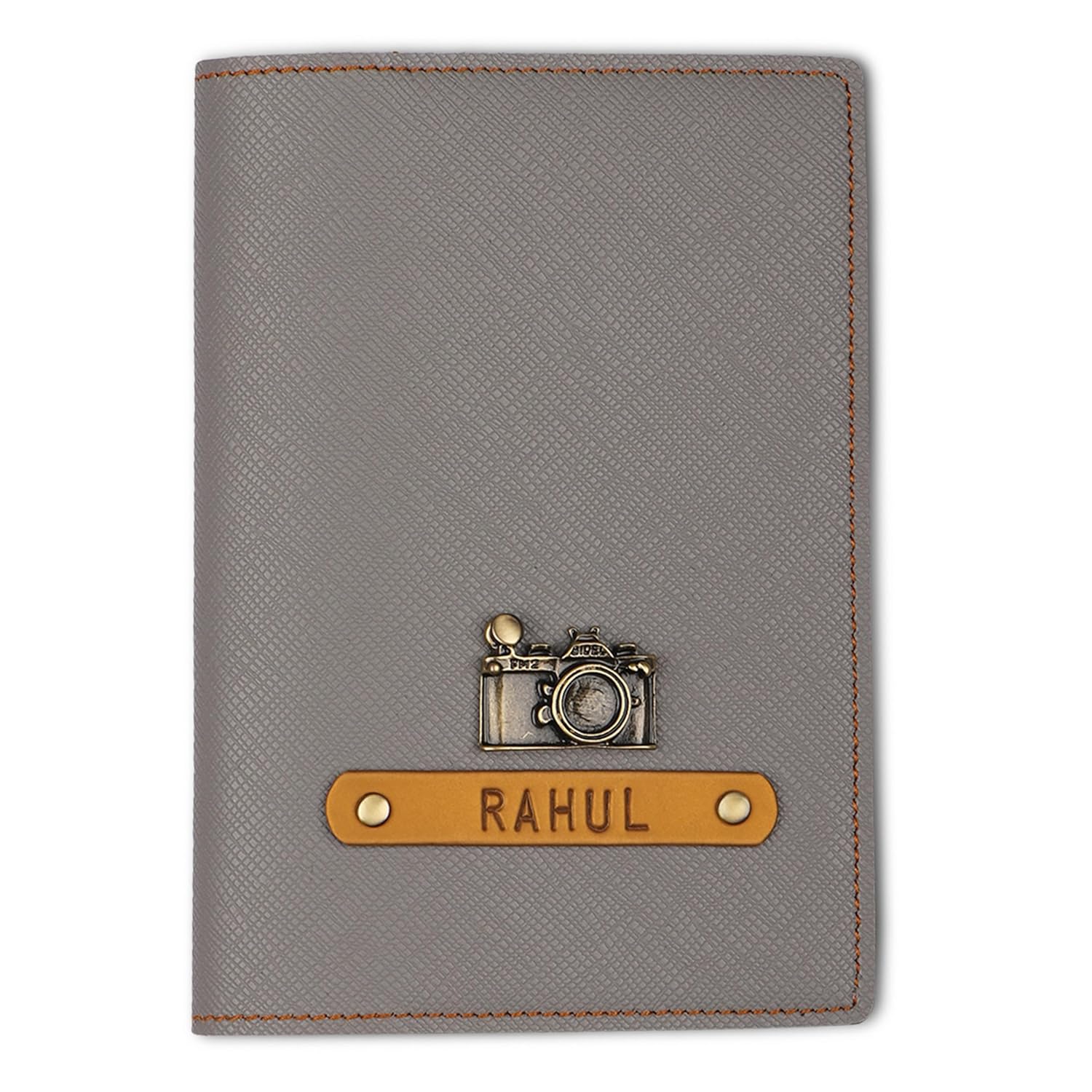 The Junket Personalized Passport Cover for Men and Women | The Junket Personalized Passport Cover for Men and Women | Customized Travel Accessories Organizer | Vegan Leather Passport Cover | Unisex Handcrafted Gift (Ash Grey)