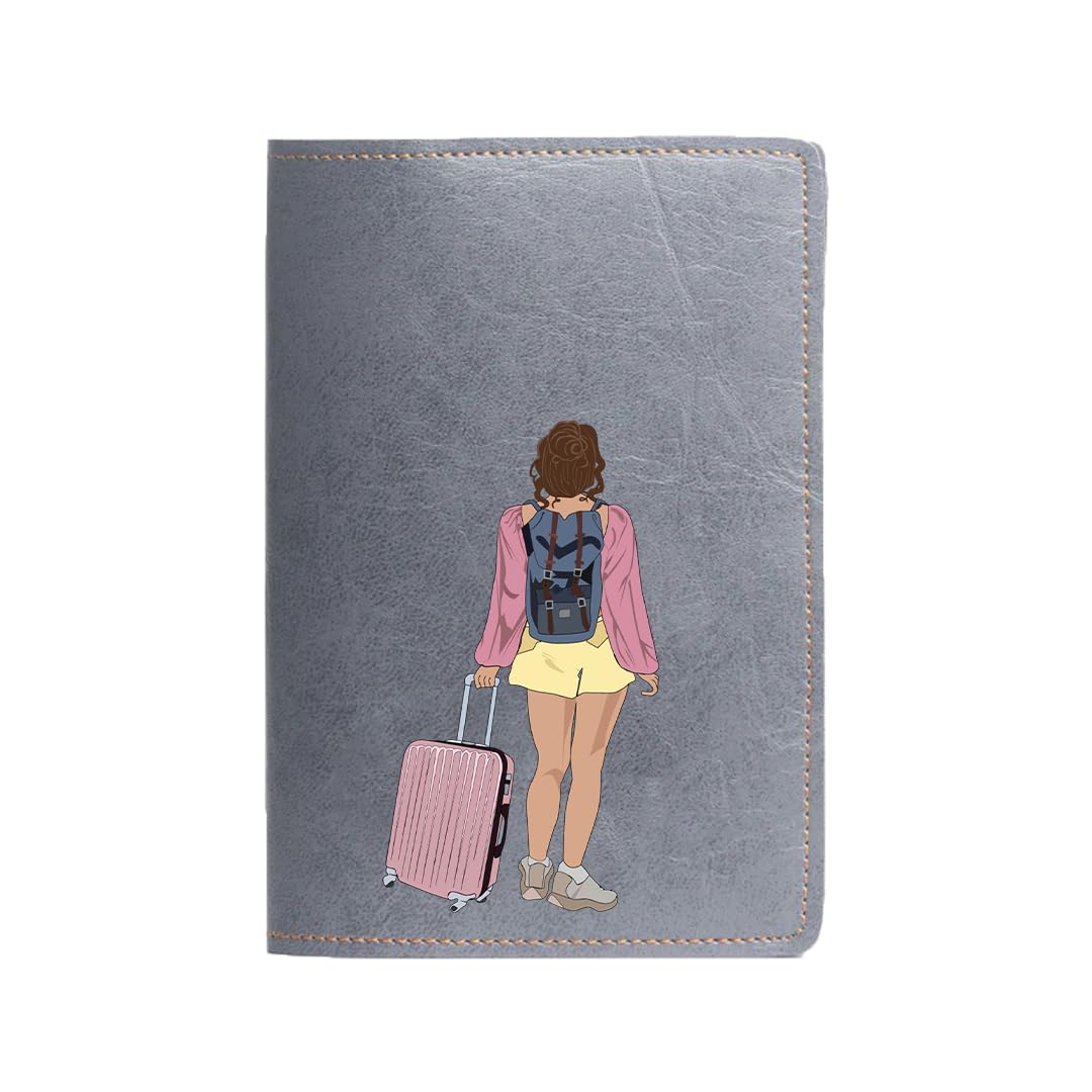 The Messy Corner Vegan Leather Passport Cover for Women | The Messy Corner Vegan Leather Passport Cover for Women | Explorer Leather Passport Case Accessories for Travel | Grey