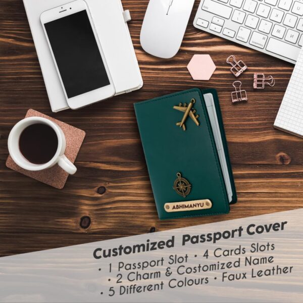 The Unique Gift Studio Customised Passport Cover Holder Personalised Name Charm Leather Passport Cover Holder For Men Women Customised Passport Holder For Gift Tan