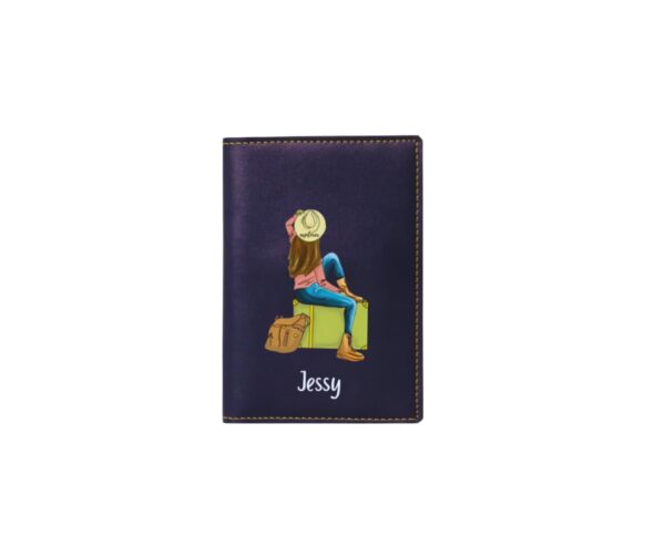 Thebaegift Unisex Passport Cover for Men & Women | Printed, Classy & Stylish | Vegan Leather Passport Cover for Travel (Navy Blue)