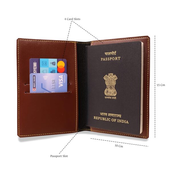 Thebaegift Unisex Passport Cover for Men Women Printed Classy Stylish Vegan Leather Passport Cover for Travel Brown
