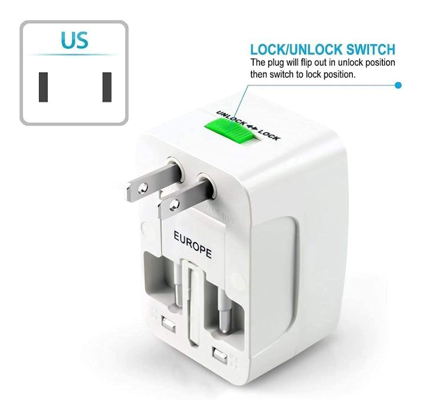 Universal Travel AdapterInternational Adapter All in one Adapter Plug for Phone Laptop CameraTravel Adapter Worldwide 1 Piece