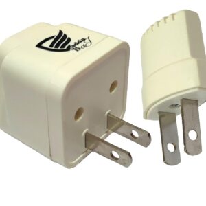Vadda Bai India to US Universal Travel Adapter Plug – 2 & 3 Pin India to USA, Japan, Canada, Philippines & More Power Sockets Conversion Adaptor – Type A/B - Pack of 2 - White
