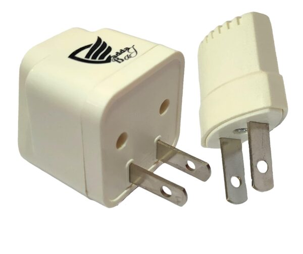 Vadda Bai India to US Universal Travel Adapter Plug – 2 & 3 Pin India to USA, Japan, Canada, Philippines & More Power Sockets Conversion Adaptor – Type A/B - Pack of 2 - White