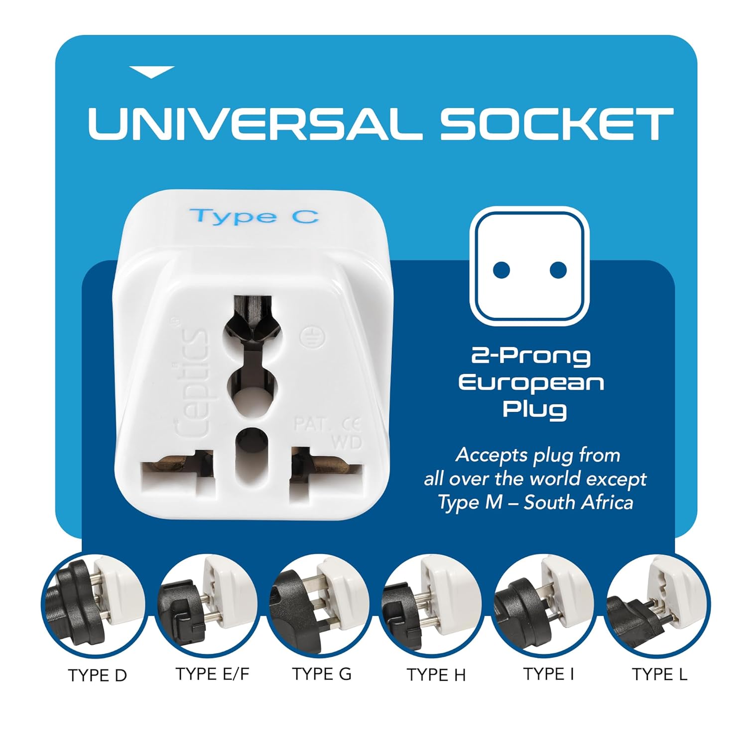 1746128153 Europe Travel Adapter Ceptics India to Russia Europe Turkey More Type C Perfect for Laptop Camera Charger and More CE Certified RoHS Compliant White