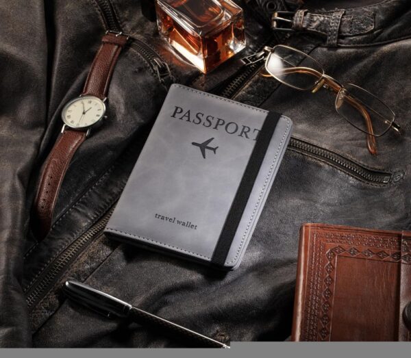 1746300977 BOLDSTUFF Couple 2 Pcs Passport Holder Passport Cover with Credit Card Slot and BoardingPass Slot Bi Fold Passport Wallet Case Book Travel Must Have PU Leather Combo Unisex BlackGary
