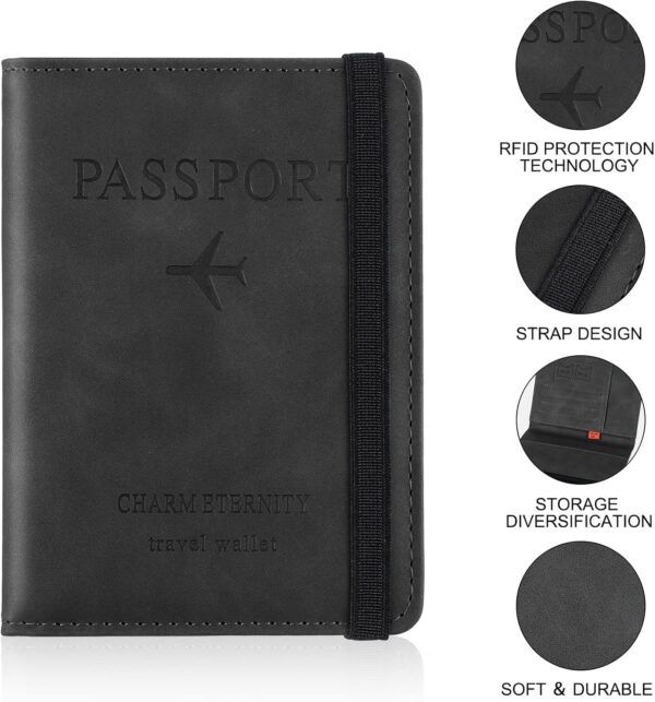 1746300979 BOLDSTUFF Couple 2 Pcs Passport Holder Passport Cover with Credit Card Slot and BoardingPass Slot Bi Fold Passport Wallet Case Book Travel Must Have PU Leather Combo Unisex BlackGary