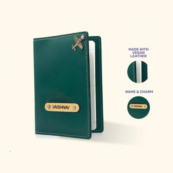 1746387478 YOUR GIFT STUDIO Vegan Leather customised Passport Cover with Name Card Holder Travel Organizer Gift for Men Women Unisex Passport Holder with Name Green