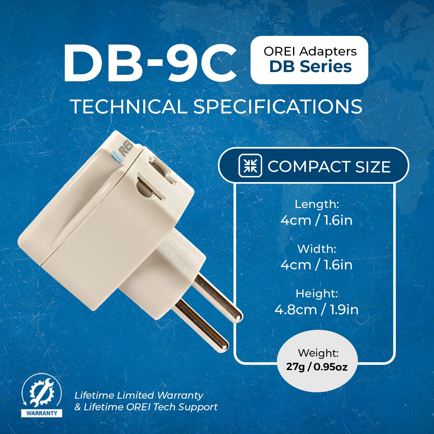 1746474003 OREI India to European Adapter Russia Turkey More Type C Travel Adapter 2 in 1 Perfect for Laptop Camera Charger and More CE RoHS Beige 5 Years Warranty