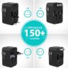1746647026 2 USB Universal Travel Adapter with Built in Dual USB Charger Ports Plug International Travel Adapter All in One Portable Travel Adapter 2 USB Travel Adapter Black