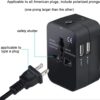 1746647028 2 USB Universal Travel Adapter with Built in Dual USB Charger Ports Plug International Travel Adapter All in One Portable Travel Adapter 2 USB Travel Adapter Black