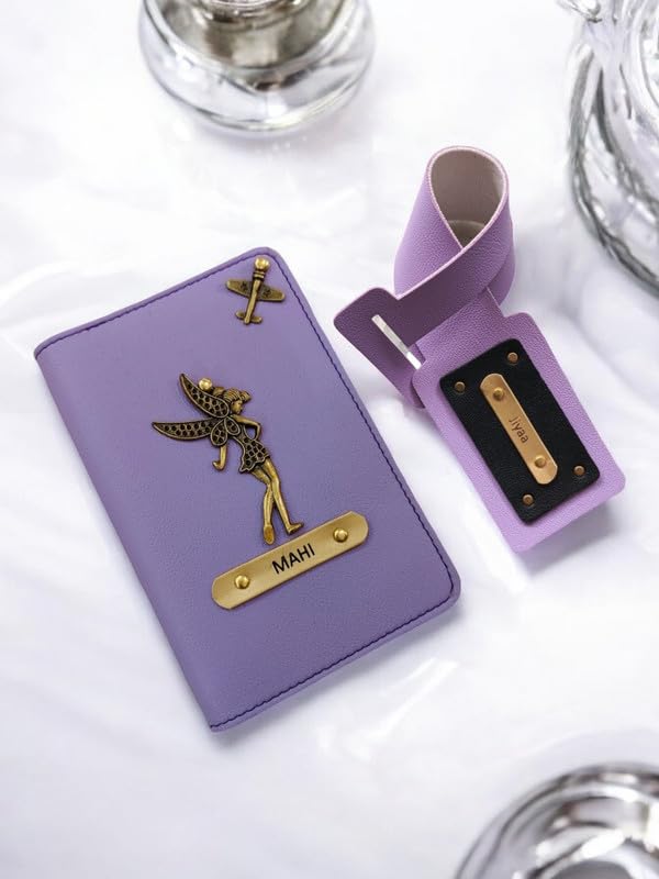1746819829 CELED Personalised Premium Passport CoverHolder Luggage Tag Combo for Unisex Travel Accessories GiftsUnisex Passport Cover Men Women Light Purple