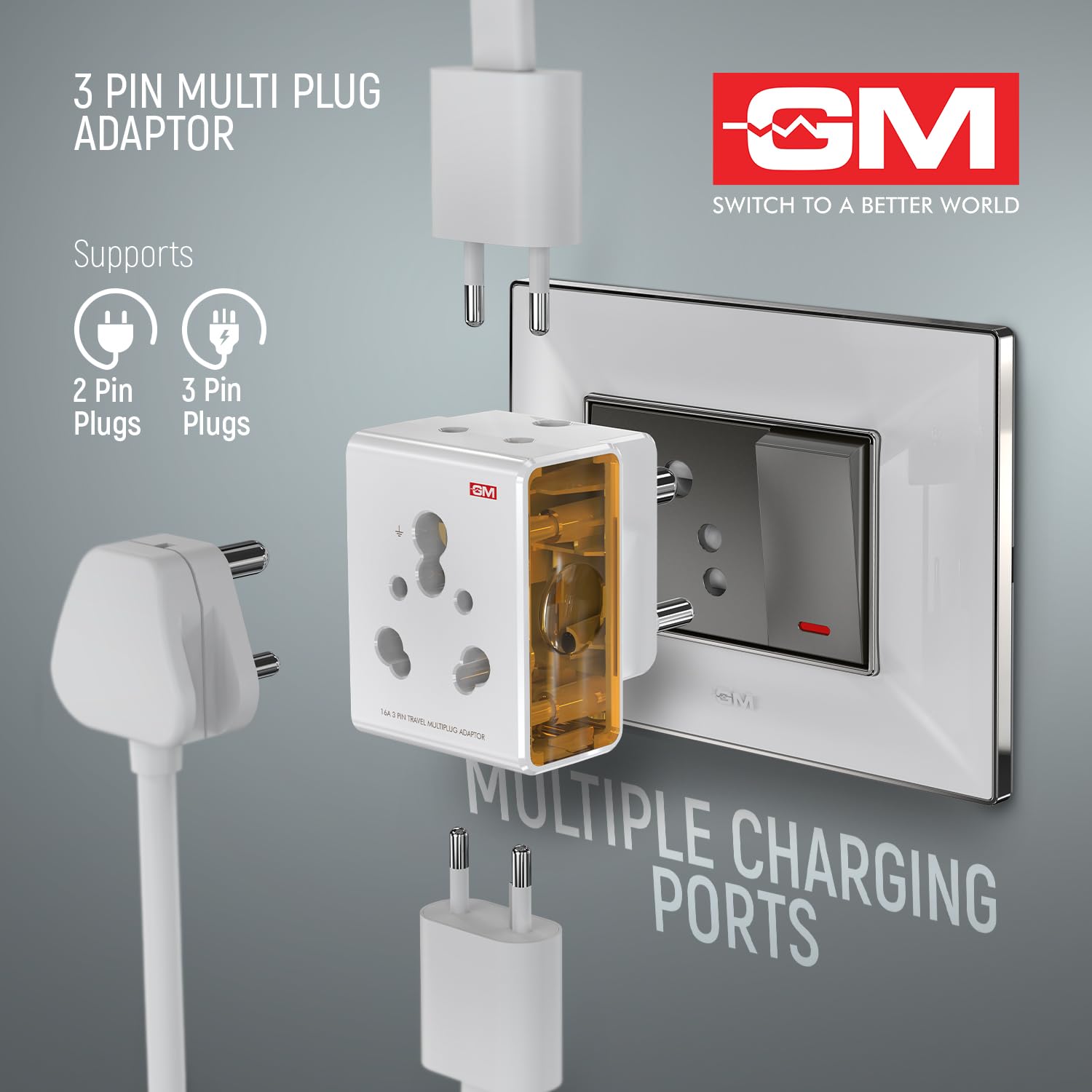 1746906370_GM-3050-16-AMP-3-Pin-Multi-Plug-Travel-Adaptor-Suitable-for-Class-I-and-II-Electrical-Appliances-White.jpg 1746906370 GM 3050 16 AMP 3 Pin Multi Plug Travel Adaptor Suitable for Class I and II Electrical Appliances White