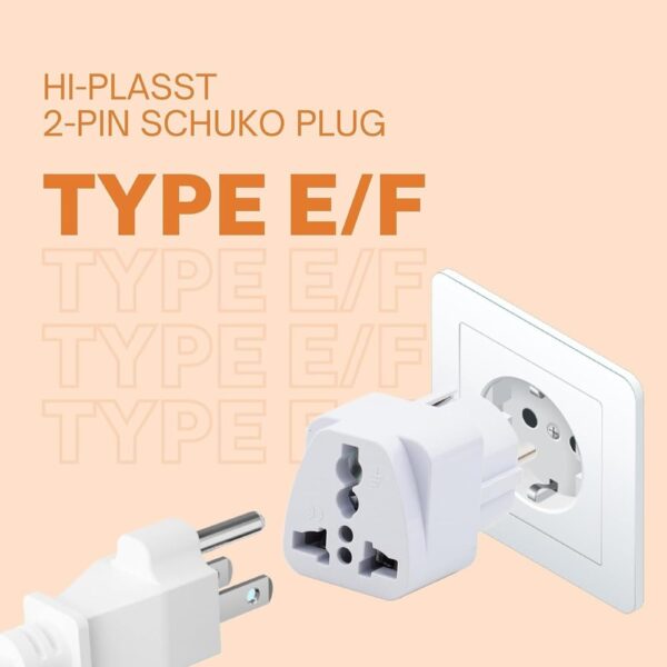 1746992929 Hi Plasst Europe Travel Adapter Type EF Schuko Plug for Germany France Russia Spain Italy Universal EU Adapter for India to Europe Pack of 2