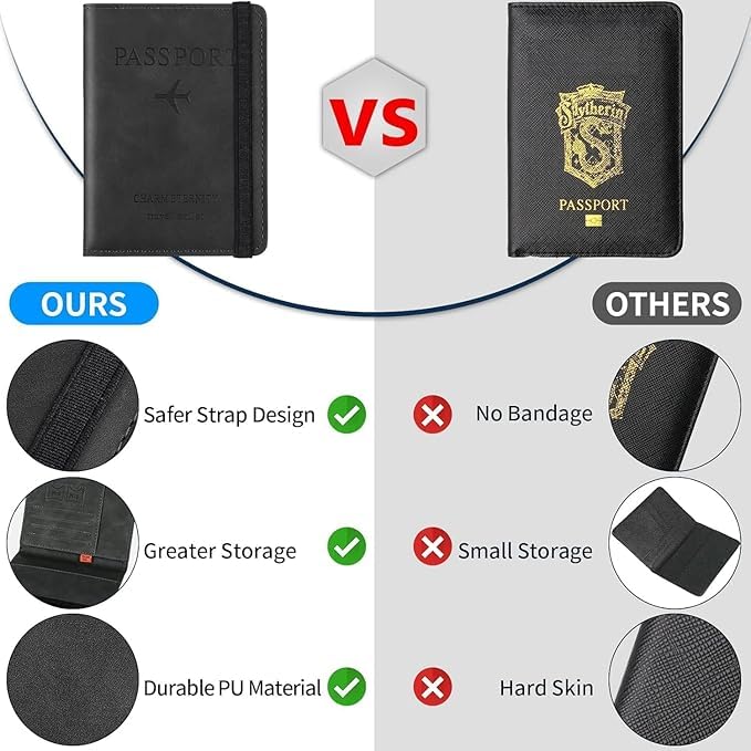 1747165739 TEKCOOL Passport Holder Cover Travel Wallet Organiser Passport Case with RFID Blocking PU Leather Travel Document Holder for Men Women Travel Accessories Black