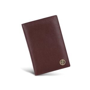 HAMMONDS FLYCATCHER Genuine Leather Passport Cover for Men, Passport Cover for Women, RFID Passport Holder for Men Travel Accessories for Men, Passport Bag for Men, 3 ATM Card Slots - Redwood