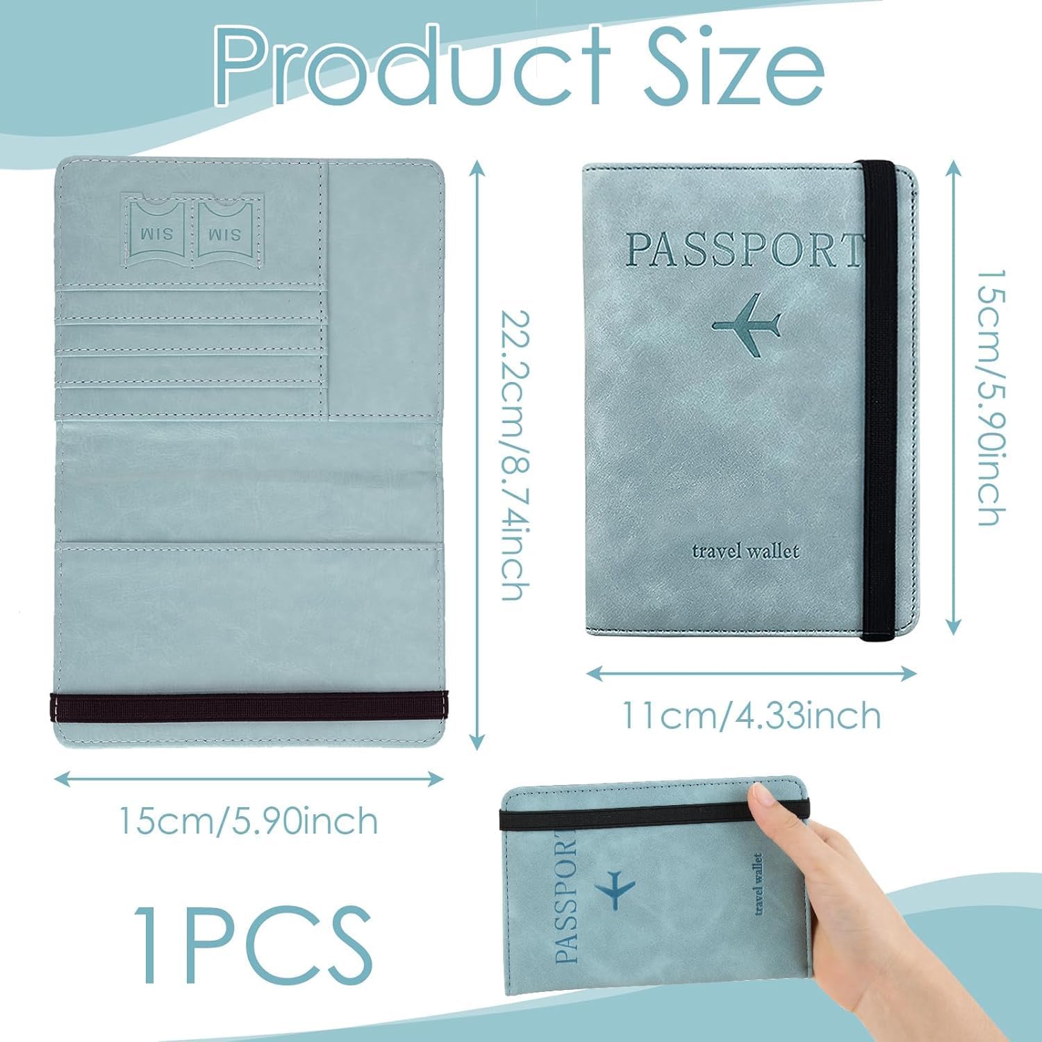 1747684938 Stealodeal RFID Protector Sky Blue Passport Holder Travel Wallet Organiser Passport Case with PU Leather Travel Document Holder for Men Women Travel Accessories