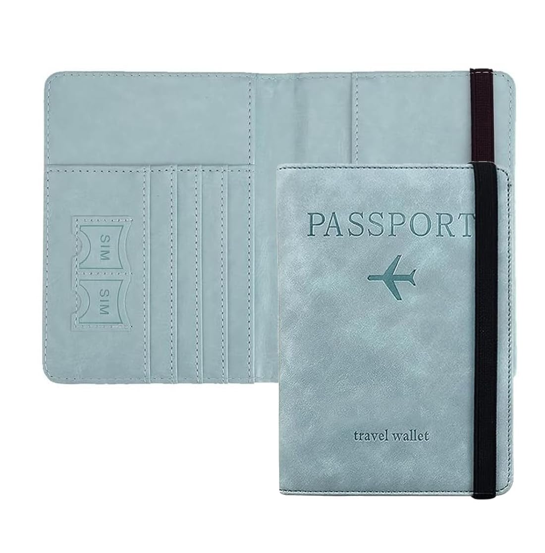 1747684942 Stealodeal RFID Protector Sky Blue Passport Holder Travel Wallet Organiser Passport Case with PU Leather Travel Document Holder for Men Women Travel Accessories