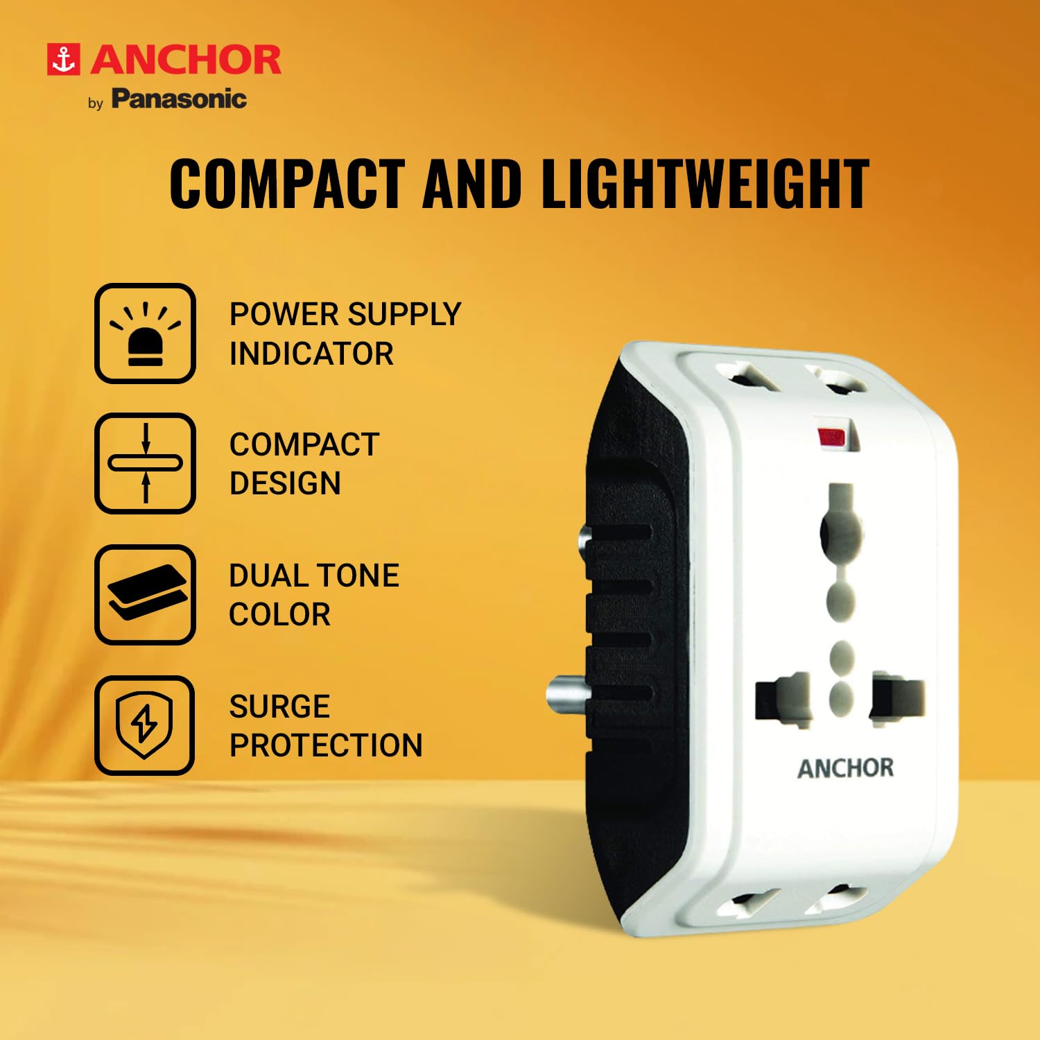 1747771492 ANCHOR 6A 3 Pin Multi Plug Socket Travel Adapter with Universal Socket 3 Pin Multi Plug Extension Socket White PK2