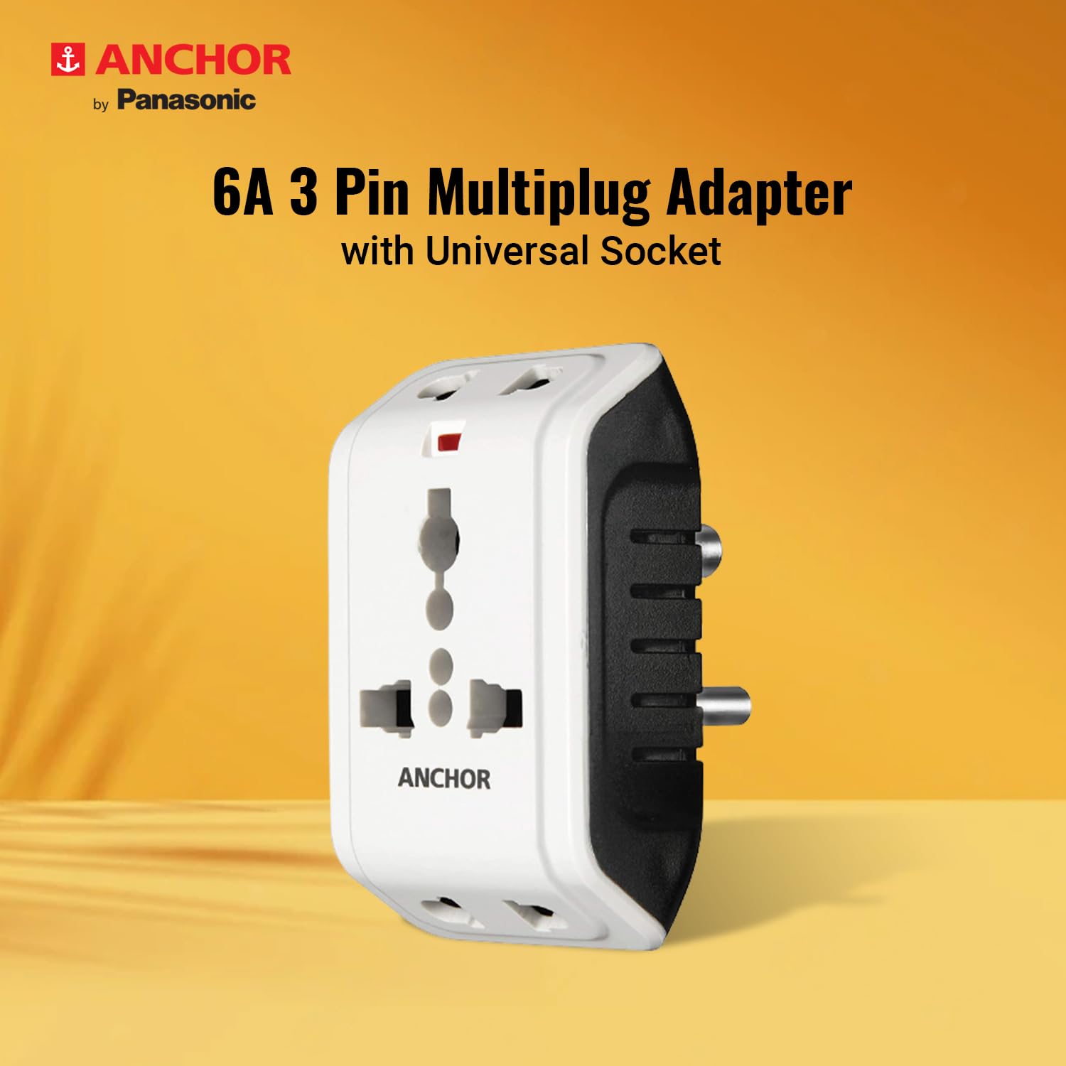 1747771497 ANCHOR 6A 3 Pin Multi Plug Socket Travel Adapter with Universal Socket 3 Pin Multi Plug Extension Socket White PK2