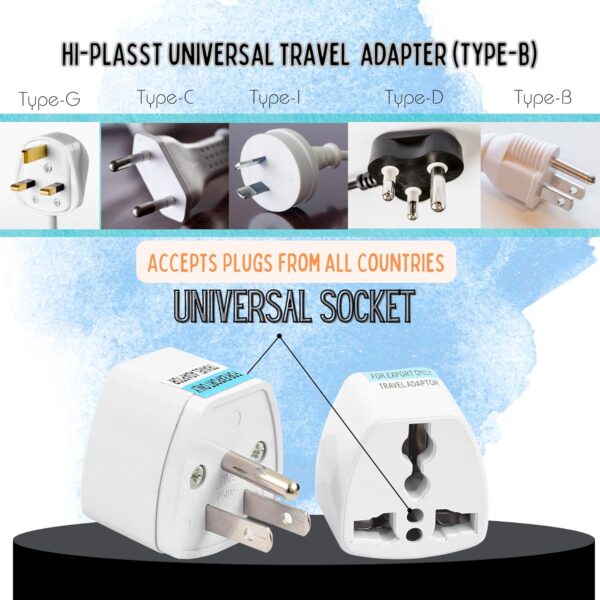 1747857941 Hi Plasst Type B Converter India to USA Plug Adapter 2 Pack Universal Travel Adapter for USA Canada Mexico Japan Thailand Brazil Philippines Cuba Taiwan Panama Laptop Camera Chargers