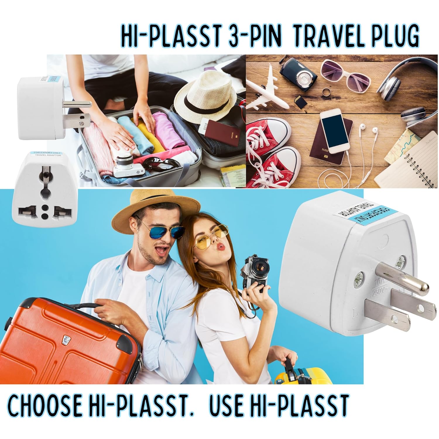 1747857943 Hi Plasst Type B Converter India to USA Plug Adapter 2 Pack Universal Travel Adapter for USA Canada Mexico Japan Thailand Brazil Philippines Cuba Taiwan Panama Laptop Camera Chargers