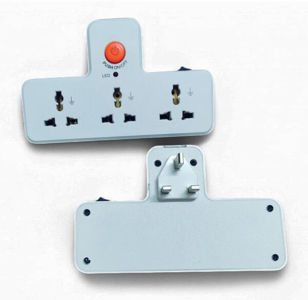 1748376836 Catchex 3 Way UK Multi Plug Travel Adapter with LED Night Lamp Universal Sockets White