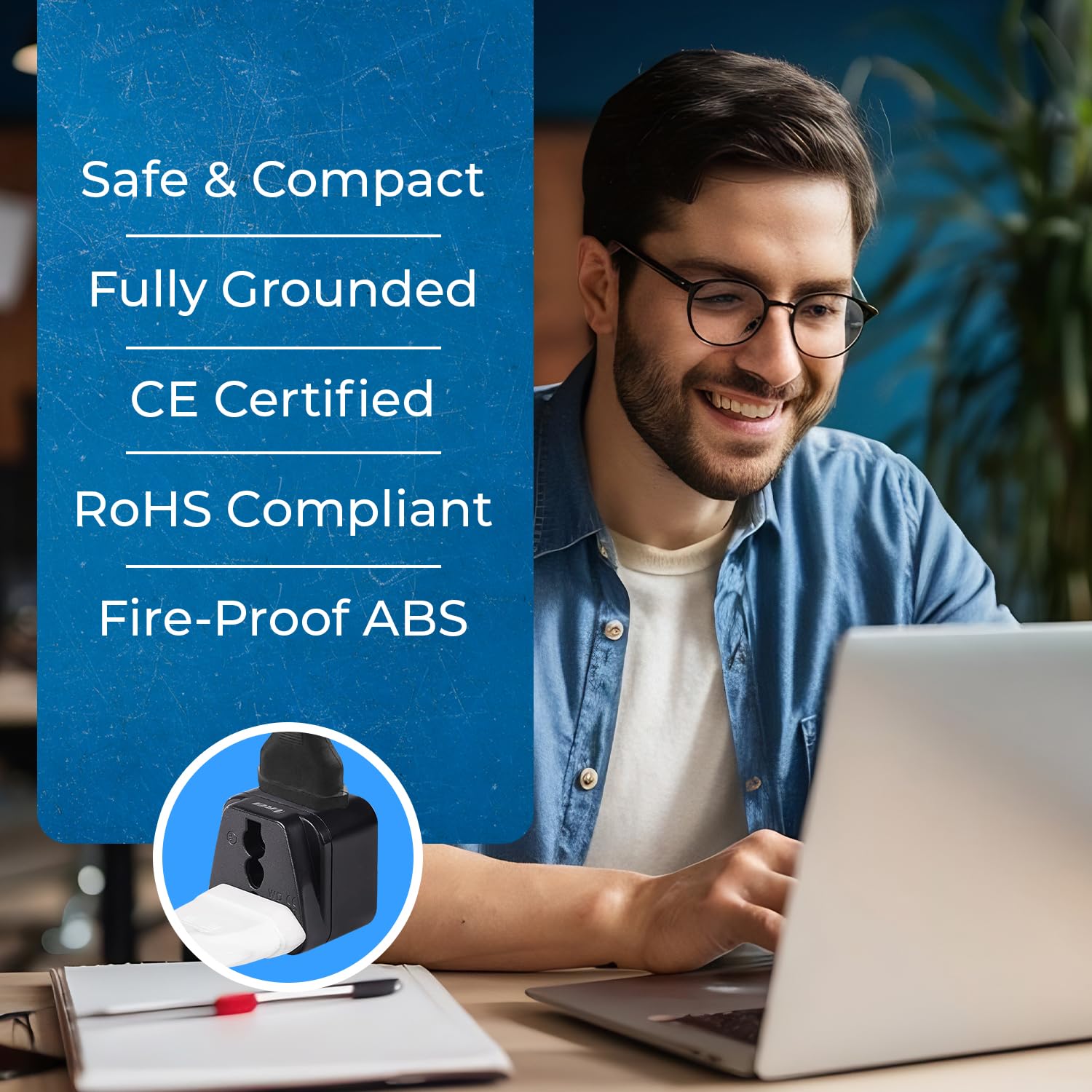 1748463299 OREI India to UK Plug Adapter – 2 in 1 Type G Travel Adapter 4 Pack Compatible with UK UAE Dubai Hong Kong Ideal for Laptops Mobiles Chargers CE RoHS Certified