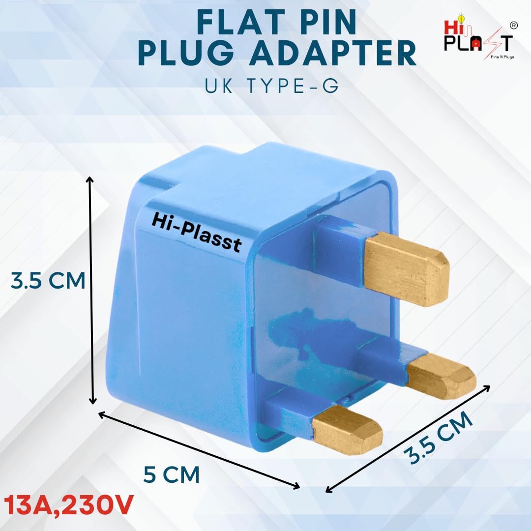 1748549801 Hi Plasst Pack of 3 UK Adapter Plug Type G Adapter Perfect for Laptop Camera Chargers UK Adapter for Indian Pins India to Dubai Hong Kong UAE
