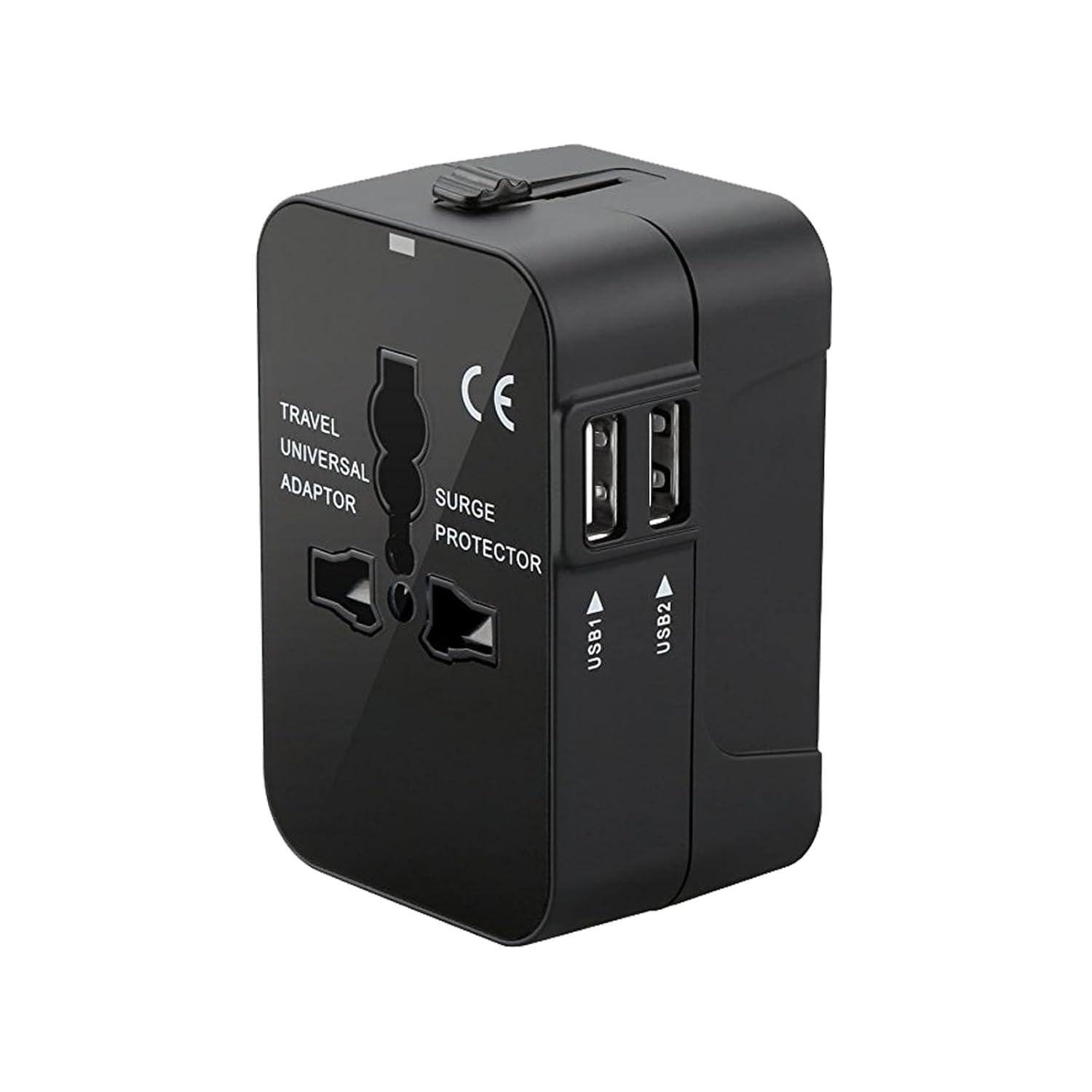 2 USB Universal Travel Adapter with Built in Dual USB Charger Ports Plug International Travel Adapter All in One Portable Travel Adapter (2 USB Travel Adapter Black)