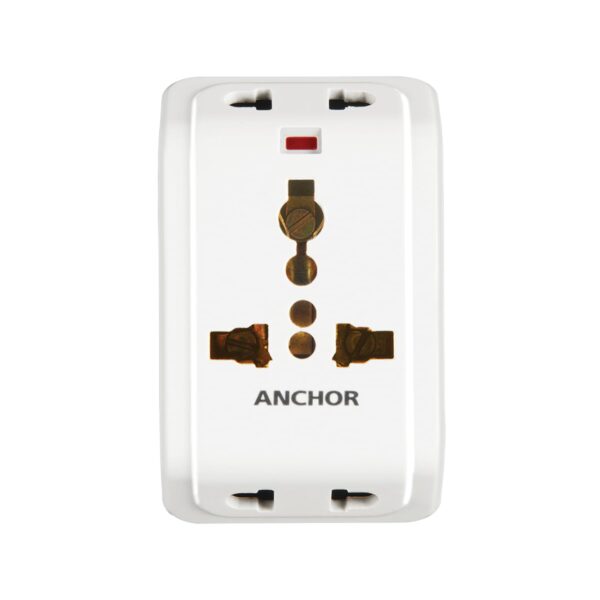 ANCHOR 6A 3 Pin Multi Plug Socket Travel Adapter with Universal Socket 3 Pin Multi Plug Extension Socket White PK2