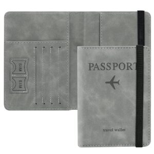 BLAPOXE Passport Cover with RFID Blocking, PU Leather Passport Holder Travel Wallet Case Organizer with Strap for Credit Cards Boarding Ticket