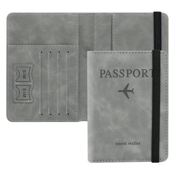 BLAPOXE Passport Cover with RFID Blocking, PU Leather Passport Holder Travel Wallet Case Organizer with Strap for Credit Cards Boarding Ticket