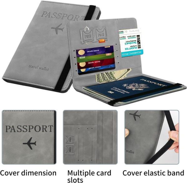 BLAPOXE Passport Cover with RFID Blocking PU Leather Passport Holder Travel Wallet Case Organizer with Strap for Credit Cards Boarding Ticket
