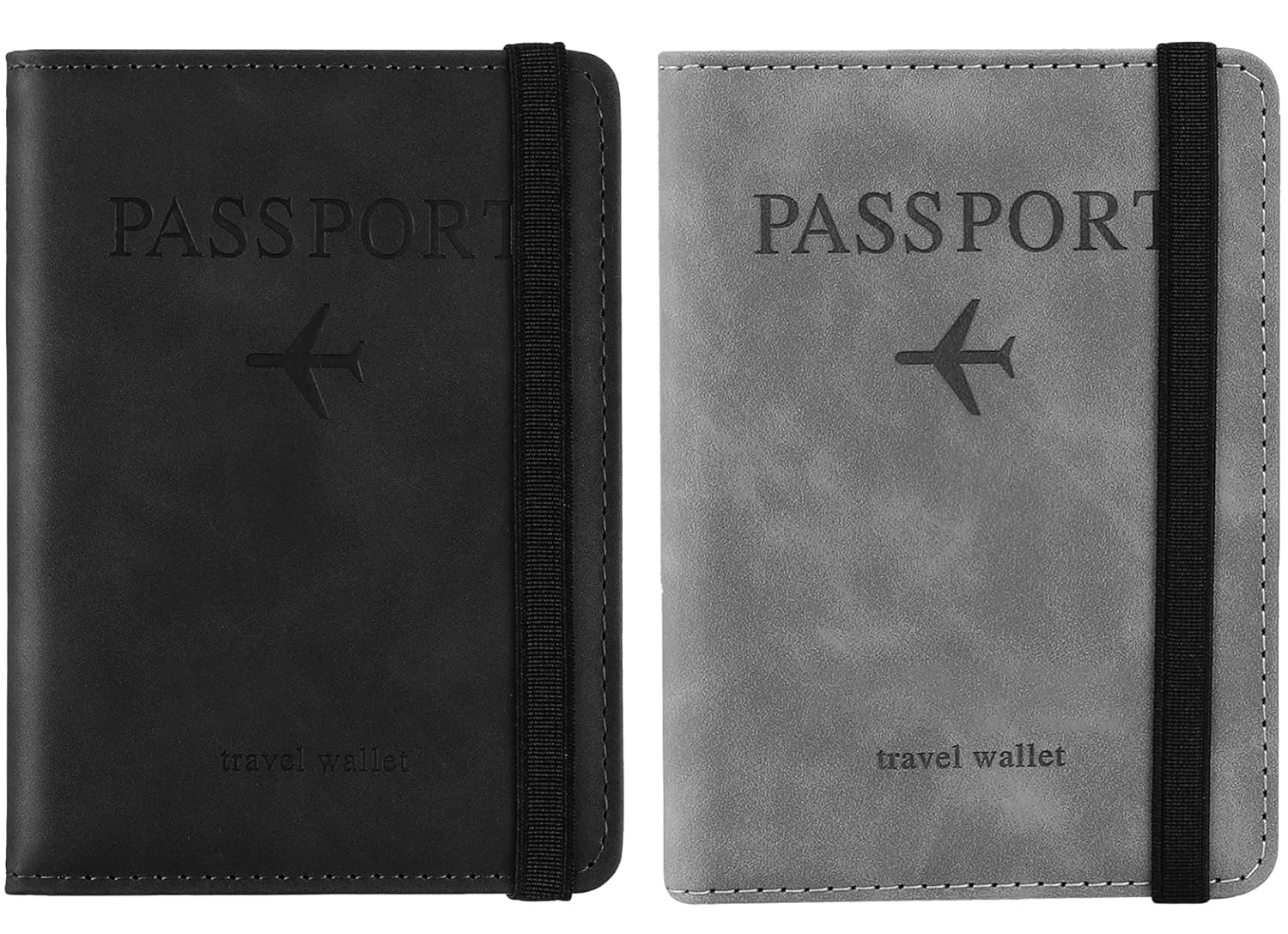 BOLDSTUFF Couple 2 Pcs Passport Holder Passport Cover with Credit BOLDSTUFF Couple 2 Pcs Passport Holder Passport Cover with Credit Card Slot and BoardingPass Slot Bi-Fold Passport Wallet Case Book Travel Must Have, PU Leather-Combo Unisex (Black+Gary)