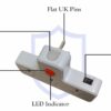 Catchex 3 Way UK Multi Plug Travel Adapter with LED Night Lamp Universal Sockets White